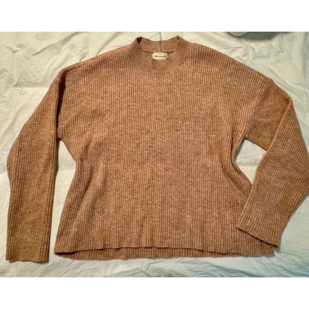 Thread & Supply ribbed tan sweater medium